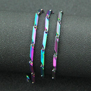 Nuevo Collar de Cadena Geométrica con Diseño de Bloques de Color, Chapado en Oro de Acero de Titanio, Estilo Hiphop, Joyería de Moda para Hombre - Product Image 2