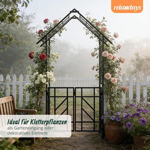Arche de jardin en métal en forme de maison avec portail, treillis pour roses thermolaqué, pour plantes grimpantes, décoration extérieure de jardin - Product Image 4