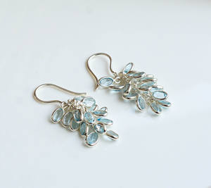 Pendientes de Topacio Azul Celestial en Forma de Gota con Plata 925, Estilo Moderno, Venta al Por Mayor - Product Image 5