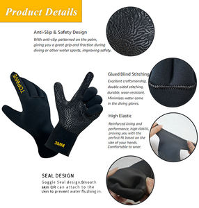 Personalizado 3mm antideslizante pegado costura neopreno Super estiramiento guantes de buceo impermeable agua fría térmica Flexible guantes de traje - Product Image 6