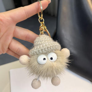 2025 nouveau haute qualité mignon dessin animé petit charbon porte-clés doux pompon poupée accessoires doux en peluche matériel voiture clé pendentif porte-clés - Product Image 5