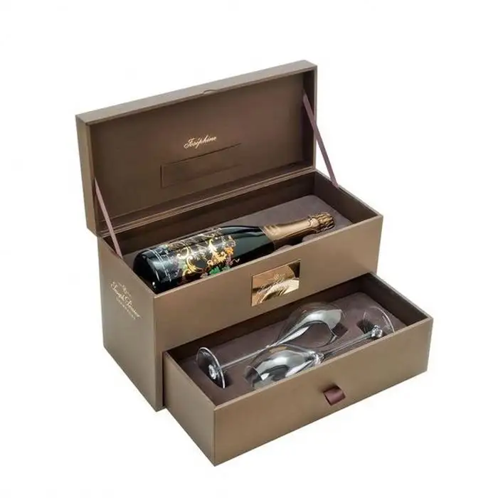 2 katmanlı şarap tutucu kutusu oluklu durumda bib çantası şişe hediye ürün kutuları gözlük şarap kutusu
