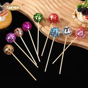 Yachen Disco <span class=keywords><strong>cupcake</strong></span> toppers sinh nhật <span class=keywords><strong>Topper</strong></span> Retro trang trí bánh sáng bóng nhiều màu mini Disco bóng toppers cho nguồn cung cấp bên - Product Image 2