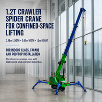 Mini-grue araignée sur chenilles de 1,2 tonne, télécommande sans fil, flèche télescopique hydraulique, portée de levage de 6,3 m pour les levages en espaces étroits intérieurs