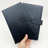 Funda Protectora para Cuaderno A5 de Cuero PU Negro, Cierre Magnético, Múltiples Ranuras para Tarjetas, Ventana Transparente para Identificación, Cubierta Personalizada para Diario