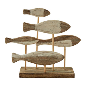Hand Carved Wooden Fish Figurine <b>Set</b> Vintage Style Tabletop Decoration For Home Office <b>Desk</b> Display Sculpture Art Piece - Product Image 4