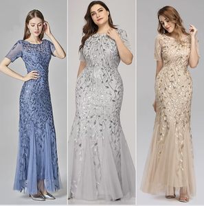 D & M elegante lentejuelas vestidos de noche señoras más tamaño vestido de graduación Maxi fiesta vestido de dama de honor mujeres Madre de la novia ropa - Product Image 3