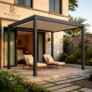 Pérgola Moderna de Aluminio RKOVE RK-C1 con Techo de Láminas, Gazebo Exterior, Pabellón, Toldo, Solárium para Patio de Villa u Hotel - Product Image 1