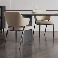 Chaise de salle à manger en cuir au design moderne avec accoudoirs et dossier, siège rembourré, pieds en métal pour la maison, le bureau et l'hôtel