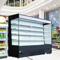 Réfrigérateur de présentation ouvert multi-étagères pour supermarché commercial avec refroidissement par ventilateur et 5 étagères pour légumes et fruits