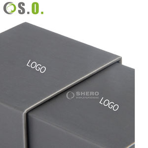 Boîte à bijoux en papier imitation cuir gris de haute qualité, vente en gros, emballage cadeau de mariage personnalisé - Product Image 4