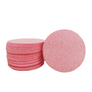 Éponge nettoyante pour le visage en pulpe de bois compressée MMRH, ronde, rose, démaquillante, lingette jetable - Product Image 1