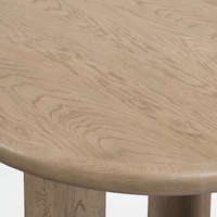 Table à manger extensible en bois de chêne naturel avec pieds, bords arrondis, design moderne, durable