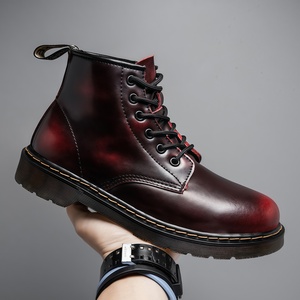 Bottes Martin de luxe de créateur, grande taille, pour l'automne et l'hiver, chaussures montantes tendance pour couple, en <span class=keywords><strong>cuir</strong></span> noir style britannique - Product Image 2