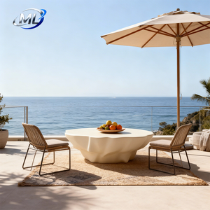 Mesa Auxiliar Redonda de Fibra de Vidrio Blanca para Sala de Estar, Estilo Nórdico Japandi Minimalista Moderno y Duradero, Muebles de Diseño de Lujo ML - Product Image 2