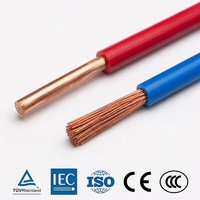 Fil de construction en cuivre massif H05V U, isolé en PVC, 300-500V, câble électrique monobrin