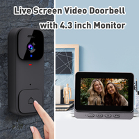 Caméra de sécurité de porte intelligente sans fil Smart Set X7 avec carte mémoire 64 Go, écran 4,3 pouces, Plug & Play, sonnette visuelle