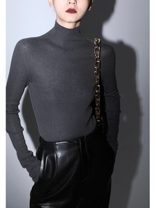 Maglione Artemisia di Lusso in Cashmere e Seta Senza Cuciture, Collo in Seta di Gelso, Maglia <span class=keywords><strong>Base</strong></span> Invernale da Donna Stile Coreano Tinta Unita - Product Image 5