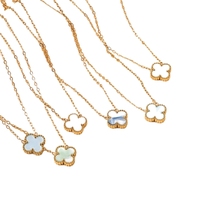 Chaîne de clavicule en or 18 carats, trèfle à quatre feuilles double face en nacre, best-seller transfrontalier, tendance pour femme