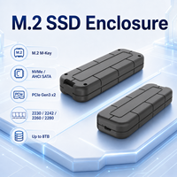 Boîtier SSD M.2 NVMe SATA PCIe Gen3 X2 double protocole 10 Gbit/s USB3.2 Gen2 avec étui de protection en gel de silice pour 8 To
