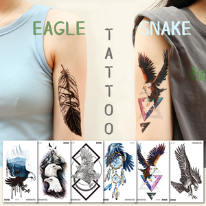 Adesivi per tatuaggi temporanei personalizzati per il trucco del corpo sicuri per la pelle Henna <span class=keywords><strong>Tattoo</strong></span> Art Wings Eagle Snake - Product Image 6