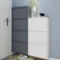 Armoire de rangement de chaussures mince murale et sans assemblage pour armoire à chaussures en métal mince Flip-Top