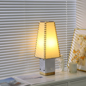 Desk Lamp With Handmade Parchment Shade LED <b>Light</b> Source 220V <b>Switch</b> Control For Living Room Bedroom Bedside Use - Product Image 2