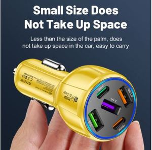 Cargador de Coche de Diseño Creativo de 75W con Doble Línea, Carga Rápida, Uno a Cinco, 3USB+2PD - Product Image 3