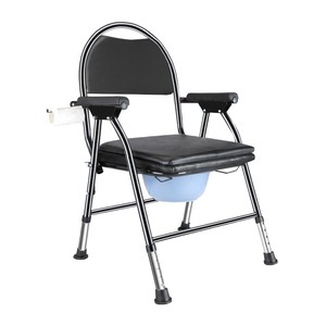 Chaise de toilette pliante portable pour personnes âgées et femmes enceintes avec siège antidérapant et cuvette intégrée, usage hospitalier - Product Image 1