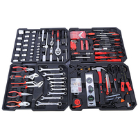 Ensemble d'outils de réparation automobile professionnels de 187 pièces, clé à cliquet, clé à douille, pinces, clé à molette, kit combiné avec valise à roulettes