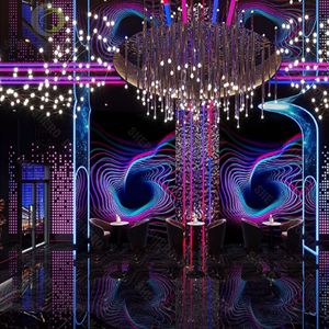 تصميم داخلي مخصص لبارات النوادي الليلية مع خزانة عرض وإضاءة LED - Product Image 2