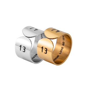 Trendy <b>Titanium</b> Steel Open <b>Ring</b> 1314 Number Design Unisex Couple Jewelry Gift - Product Image 5