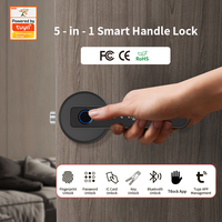 Poignée de porte intelligente avec empreinte digitale Tuya/TTLock, contrôle à distance par application, Cloud/Wi-Fi, alliage d'aluminium, entrée sans clé, porte en bois