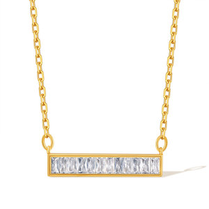 ORNAPEADIA Collana con pendente CZ taglio baguette per donna, girocollo delicato con zirconi rettangolari, gioielli eleganti e minimalisti per l'uso quotidiano - Product Image 2