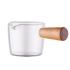 Accessoires de cuisine en gros : Distributeur de café, petite <span class=keywords><strong>mini</strong></span>-tasse doseuse en <span class=keywords><strong>verre</strong></span> à double bec avec poignée en bois - Product Image 5