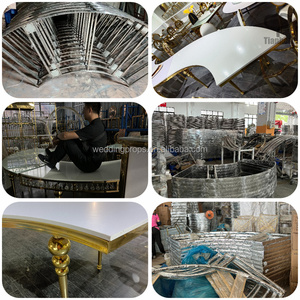 Thanh lịch và phong cách sự kiện đám cưới thép không gỉ bảng S hình dạng nửa mặt trăng đám cưới bảng S hình dạng kính bảng Top - Product Image 6