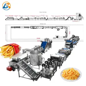 Automatic Industrial Frozen French Fries Production Line Cassava Fresh Finger Potato Chips Making Machine Price