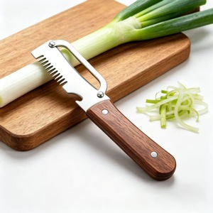 Pelador de cebollas multifuncional Yuan Ying con hoja de acero 3Cr y mango de madera, herramienta para pelar frutas y verduras de cocina - Product Image 2