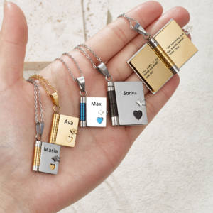 Nuovo Arrivo Collana Apribile a Libro con Versetto Biblico Inciso da Donna in Acciaio Inossidabile Gioielli Cristiani Collana con Versetto Biblico - Product Image 2