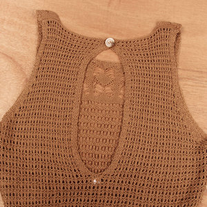 Robe longue de plage pour femme, col en V, en maille crochetée, transparente, à franges et fente, cache-maillot de bain - Product Image 5