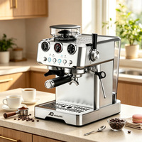 Anbolife - Cafetera Espresso de 51 mm y 58 mm con Molinillo Integrado, Función de Pre-infusión, Sistema de Calentamiento Thermoblock, Certificación CE