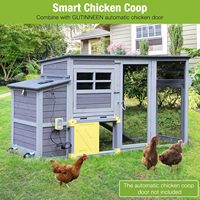 Poulailler extérieur en bois durable roues portables petit poulailler 4-6 poulets 74.9 "grand nichoir en métal plateau tout