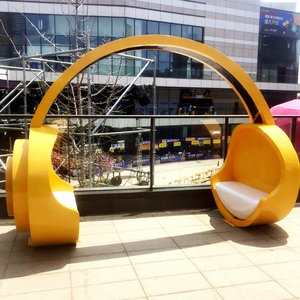 XIAOYANG Outdoor <b>Plastic</b> <b>Patio</b> Bench Sculptural Headphone <b>Chair</b> Yellow Modern Design for Mall Plaza Balcony - Product Image 1