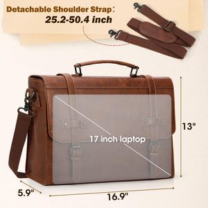Túi cho nam giới Mens Messenger Túi 17 <span class=keywords><strong>inch</strong></span> không thấm nước cổ điển PU da máy tính xách tay cặp lớn cho văn phòng kinh doanh du lịch cao đẳng - Product Image 2