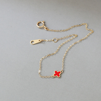 Vente en gros Bijoux en or 14K Mini breloque trèfle à quatre feuilles coréen Bracelets en or 14K pour femmes