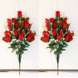 Hot Sale 24 Heads Flannel Artificial Roses High Quality <b>Silk</b> Fa ke <b>Flowers</b> For Wedding Photography Home Decoration - Product Image 1