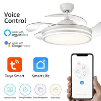 Lampe de ventilateur de plafond sans lame LED rétractable invisible Smart 36/42/48 pouces avec télécommande 3 couleurs pour une utilisation en cuisine