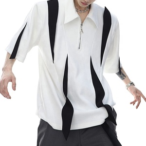 <span class=keywords><strong>Camiseta</strong></span> de hombre 2026 personalizada con cremallera metálica y empalmes, <span class=keywords><strong>manga</strong></span> <span class=keywords><strong>corta</strong></span>, con <span class=keywords><strong>hombreras</strong></span> - Product Image 1