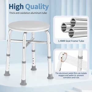 Taburete de Ducha Resistente, Asiento Redondo Grueso Azul, Patas Antideslizantes, Patas Ajustables de Aluminio, Silla de <span class=keywords><strong>Baño</strong></span> - Product Image 4