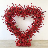 Arco de Corazón Blanco y Rojo de Diseño de Lujo JHF05 para Decoración de Bodas, Arco de Fondo para Propuesta de Matrimonio al Aire Libre con Soporte